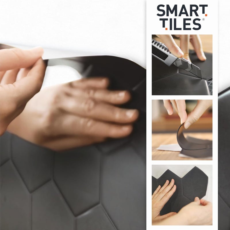 Smart Tiles Peel and Stick Backsplash - 5 Sheets of 11.56" x 8.38" - 3D Adhesive Peel and Stick Tile Backsplash for Kitchen, Bathroom, Wall Tile - Image 4